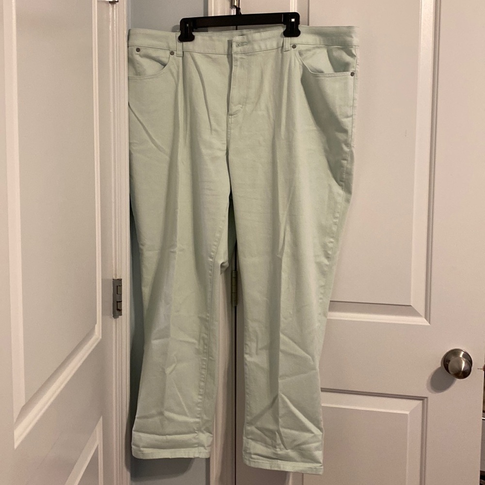 Talbots Pale Green Boyfriend Simply Flattering Collection Pants